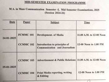 Mid semester exam notice